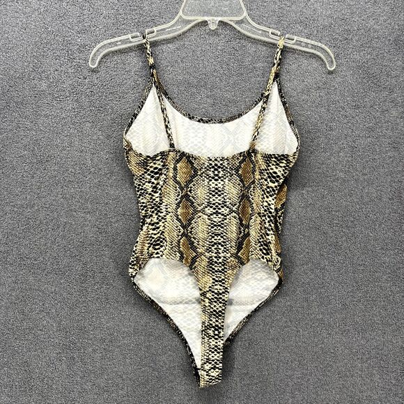 Hera Collection Bodysuit Womens Small Snake Skin Print Sleeveless Snap Celebrity - Picture 2 of 14